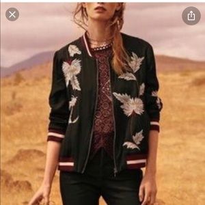 Anthropologie Embroidered Bomber Jacket-XS